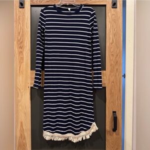 Flamingo Urban Navy and Cream Striped Dress size small